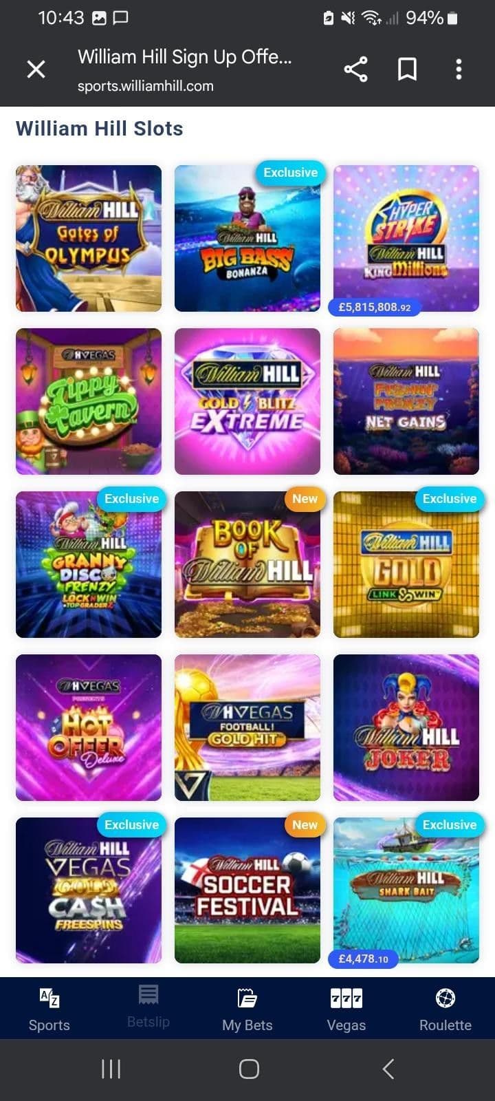 Juegos exclusivos de William Hill