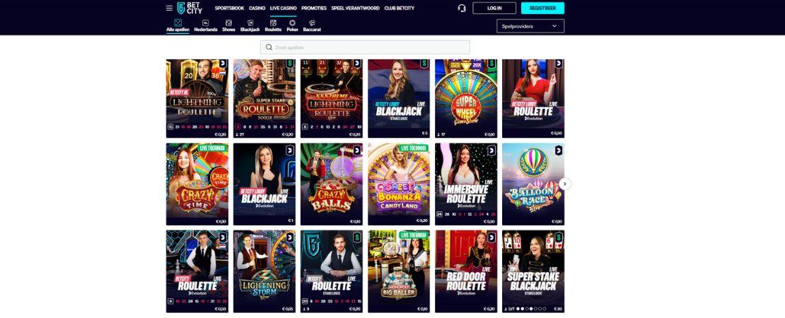 Betcity live casino aanbod